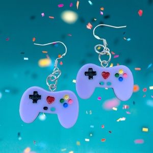 Handmade video game controller earrings